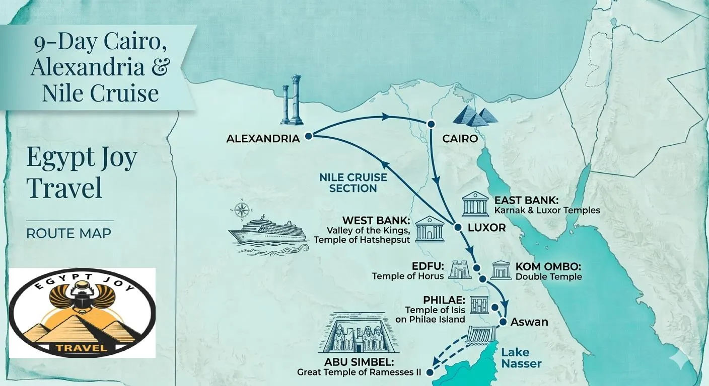 Cairo Alexandria & Nile Cruise 9 Day / 8 Night Tour Package